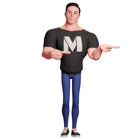 Stylized Man Pointing Left Side With Both Hands  3D Illustration