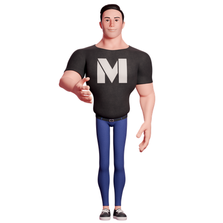 Stylized Man Showing Want To Handshake Gesture  3D Icon