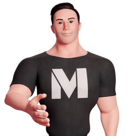 Stylized Man Showing Want To Handshake Gesture  3D Icon