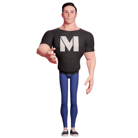 Stylized Man Showing Want To Handshake Gesture  3D Illustration