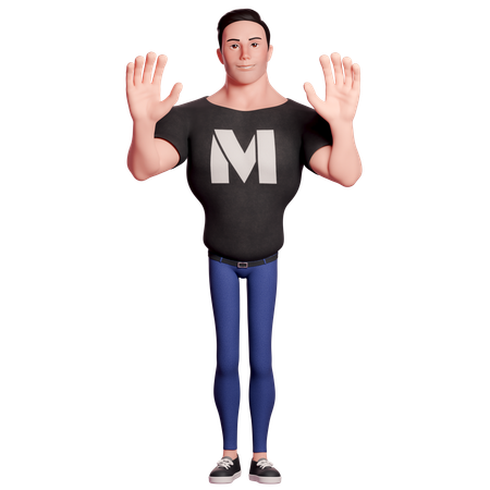 Stylized Man With Greeting Gesture  3D Icon