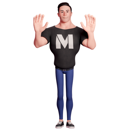 Stylized Man With Greeting Gesture  3D Illustration