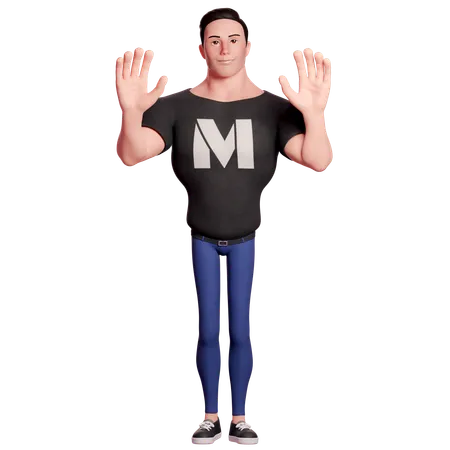 Stylized Man With Greeting Gesture  3D Illustration