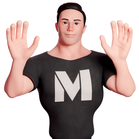 Stylized Man With Greeting Gesture  3D Illustration