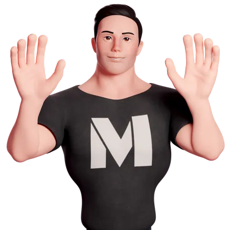 Stylized Man With Greeting Gesture  3D Illustration