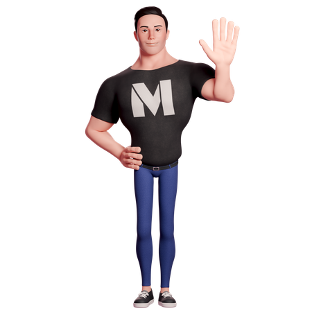 Stylized Man With Greeting Gesture  3D Illustration