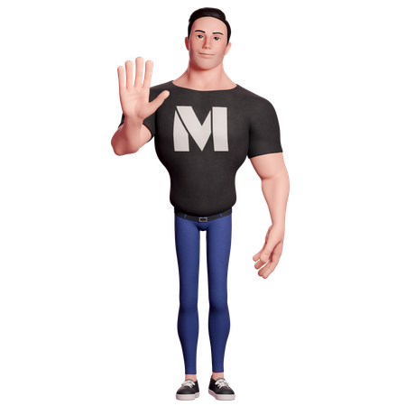 Stylized Man With Greeting Gesture  3D Illustration