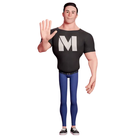 Stylized Man With Greeting Gesture  3D Illustration