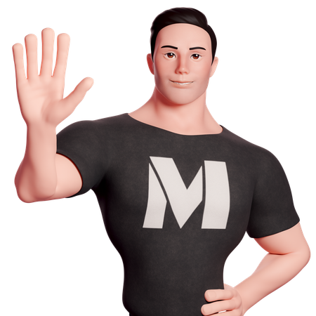 Stylized Man With Greeting Gesture  3D Illustration