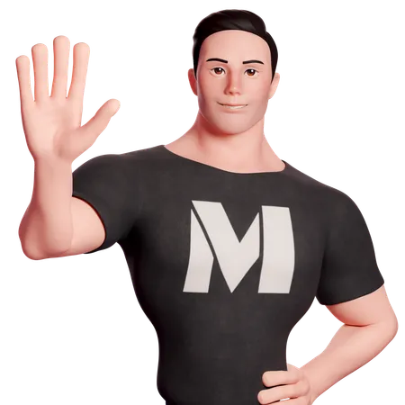 Stylized Man With Greeting Gesture  3D Illustration