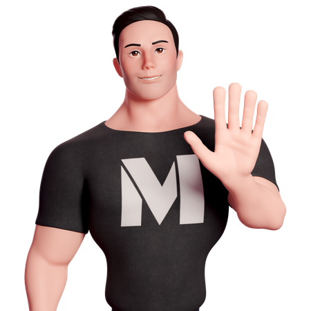 Stylized Man With Greeting Gesture  3D Illustration