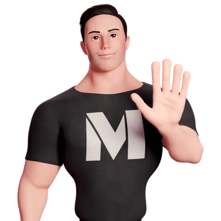 Stylized Man With Greeting Gesture  3D Illustration