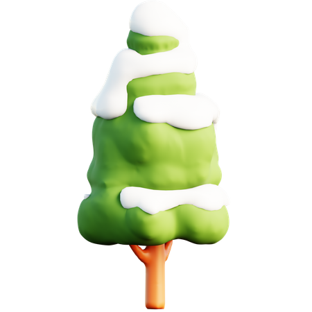 Stylized Pine Tree With Snow  3D Icon