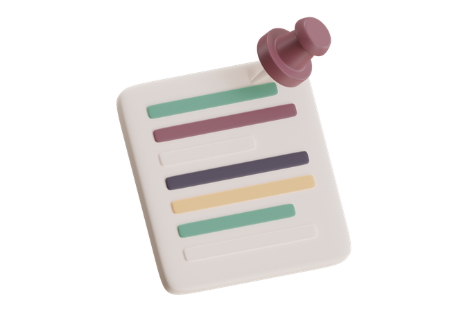 Stylized Sticky Note With Colorful Lines  3D Icon