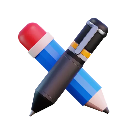 Stylo et crayon  3D Icon