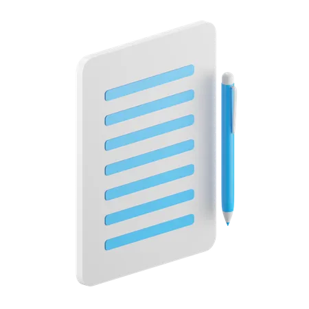 Stylo et papier  3D Icon