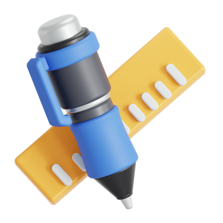 Stylo et règle  3D Icon