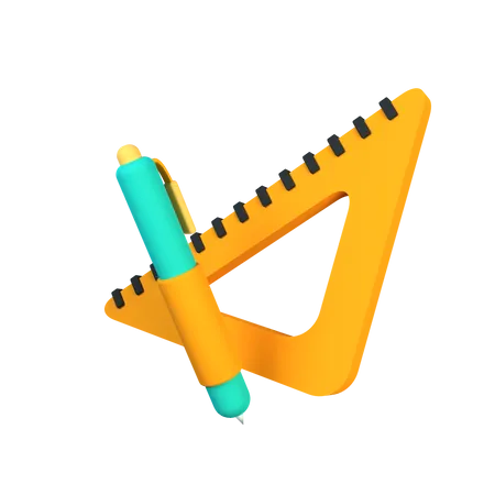 Stylo et règle  3D Icon