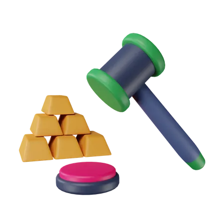 Subasta de oro  3D Icon