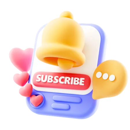 Subscribe Bell Notification Congratulations On New Social Media Followers 3D Icon