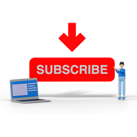 Subscribe in video channel 3D Illustration