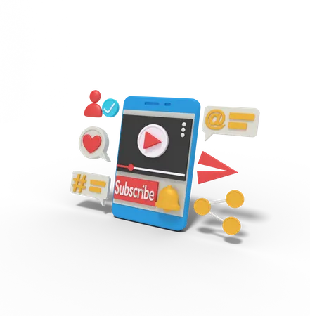 Subscribe video on phone  3D Illustration