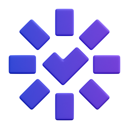 Success Checkmark Blocks  3D Icon