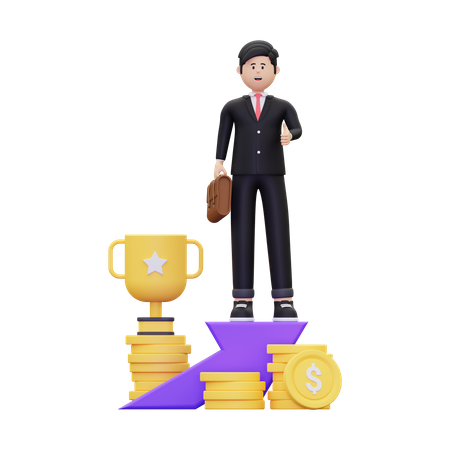 Successful Business Achievement 3D Illustration