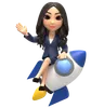 Successful Business Girl In Rocket