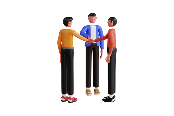 Successful Business Team 3 D Illustration 3 D Illustration Of Team Spirit Concept With Human Hands Holding Together 3D Illustration