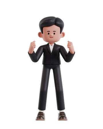 Successful Businessman Celebrating  3D Illustration