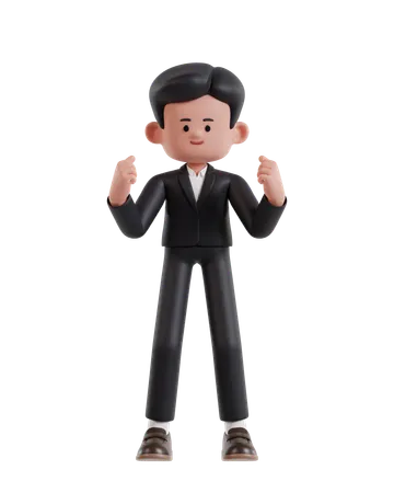 Successful Businessman Celebrating  3D Illustration