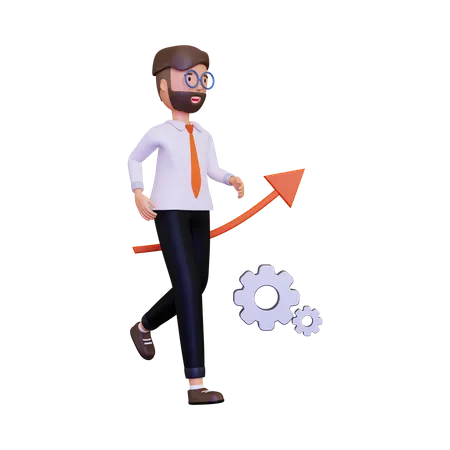 Successful businessman growing more  3D Illustration