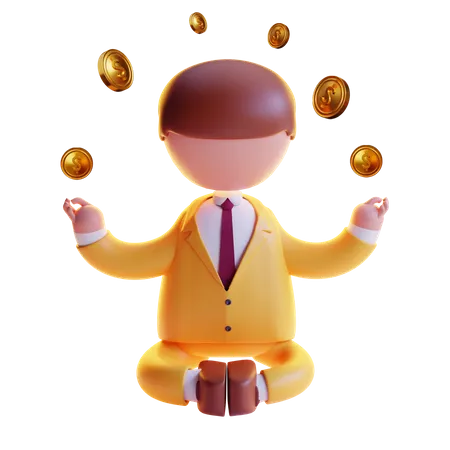 Successful Businessman in meditation pose  3D Icon