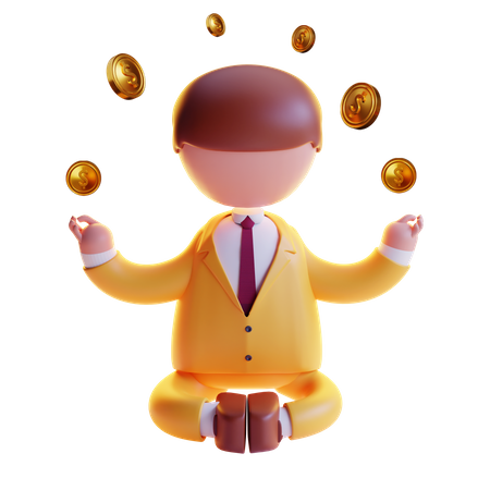 Successful Businessman in meditation pose 3D Illustration
