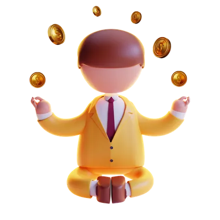 Successful Businessman in meditation pose 3D Icon