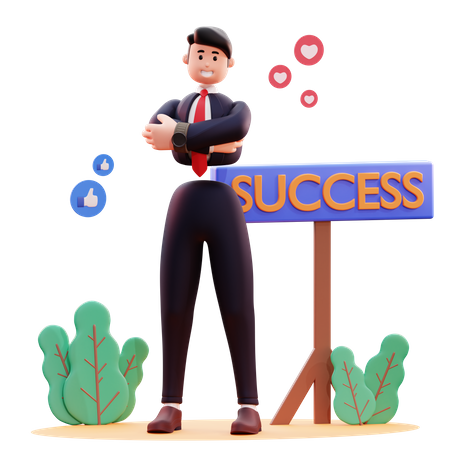 Successful businessman standing with confidence  3D Illustration