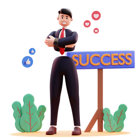 Successful businessman standing with confidence 3D Illustration