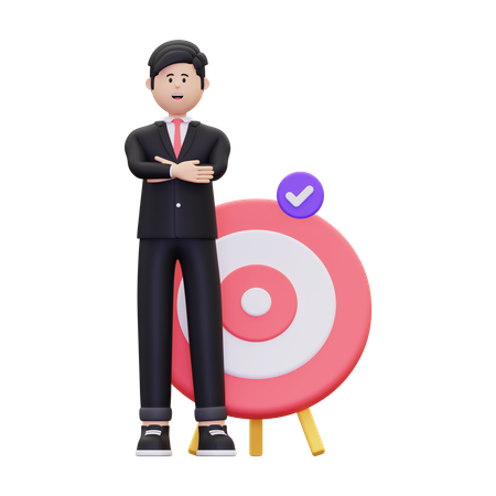 Successful Businessman With Dartboard  3D Icon