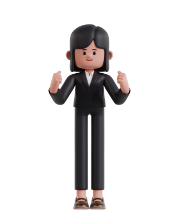 Successful businesswoman Celebrating  3D Icon