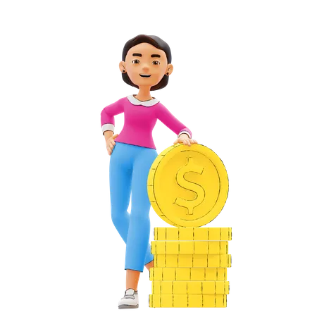 Successful Female Investor 3D Illustration