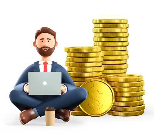 Successful Male Investor  3D Illustration