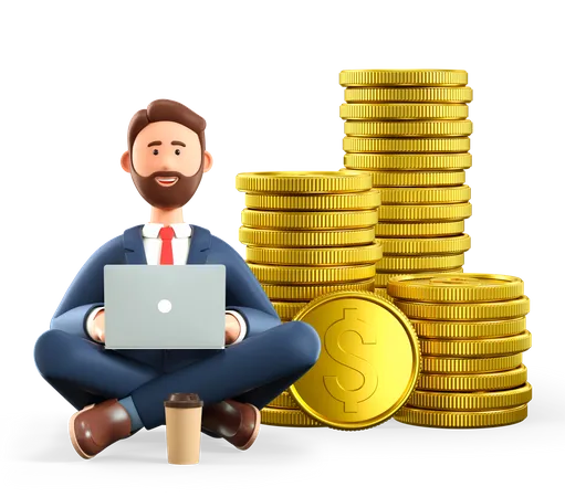 Successful Male Investor  3D Illustration