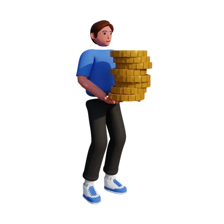 Successful man holding money 3D Illustration