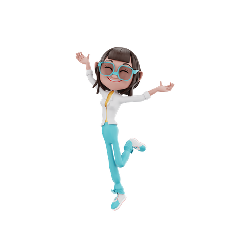 Successful woman doing dance  3D Illustration