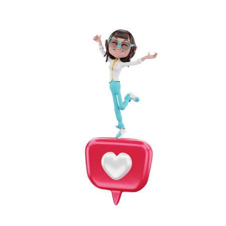 Successful woman doing like with dance  3D Illustration