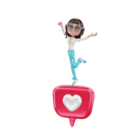 Successful woman doing like with dance 3D Illustration