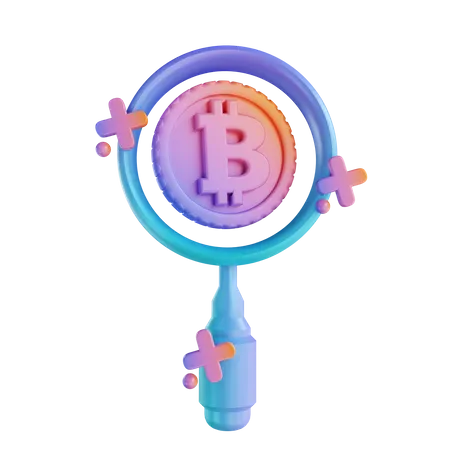 Suche nach Bitcoin  3D Illustration