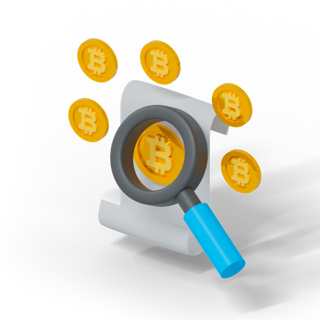 Suche nach Bitcoin  3D Illustration