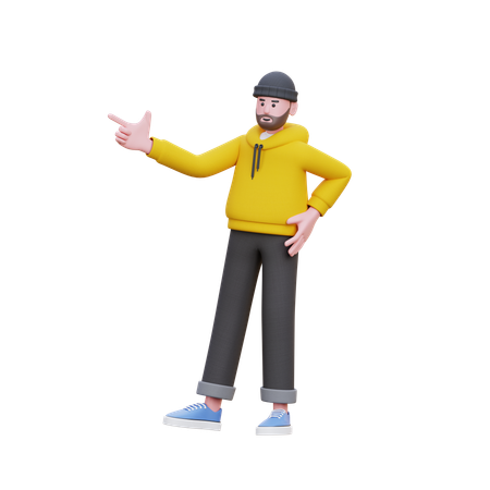 Sudaderas Hombre Apuntando Lado Izquierdo  3D Illustration